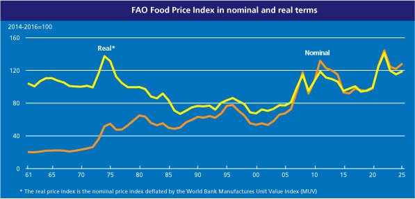 Benchmark of world food commodity prices averaged 4.3 percent higher across 2025 compared to 2024