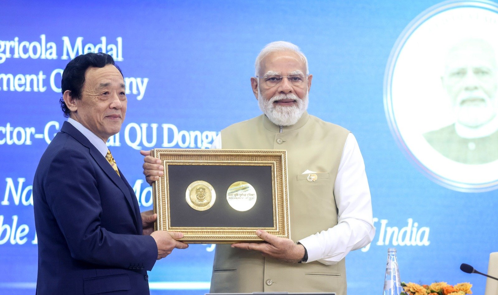 FAO Director General honours Prime Minister Narendra Modi with FAO’s prestigious Agricola Medal