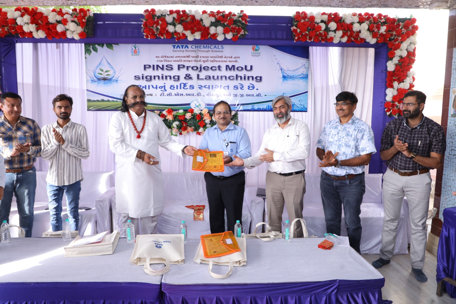 Gujarat Green Revolution Company and Tata Chemicals Society for rural development launch Pressurized Irrigation Network System (PINS) Project in Okhamandal